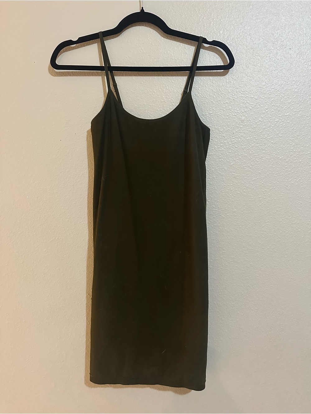 Classic Olive Green body con Dress with Spaghetti Straps